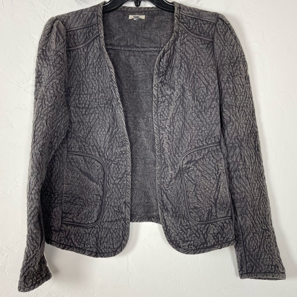 Urban Outfitters Cardigan Sweater Jacket Open Front Quilted Gray Tie Dye Marbled